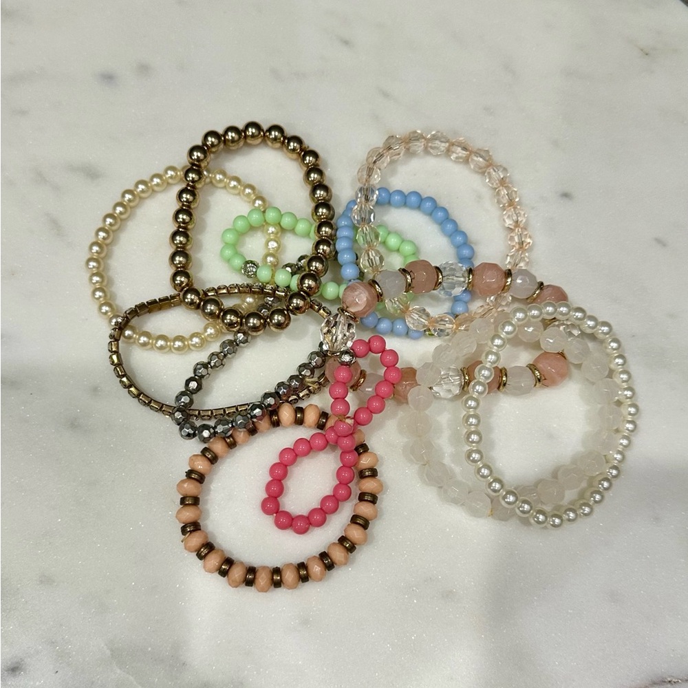 Various Colorful Beaded Bracelets Set
